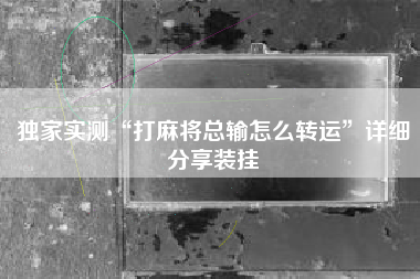 独家实测“打麻将总输怎么转运”详细分享装挂