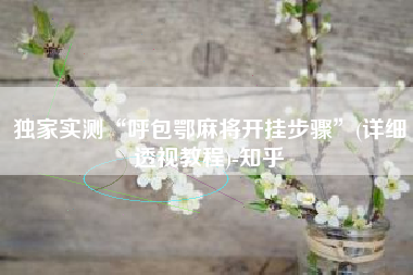 独家实测“呼包鄂麻将开挂步骤”(详细透视教程)-知乎