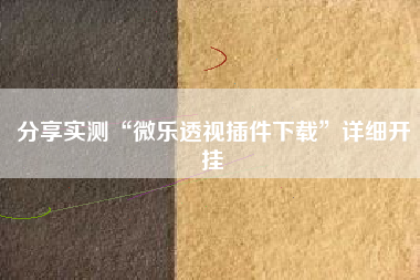 分享实测“微乐透视插件下载”详细开挂