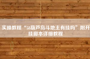 实操教程“58葫芦岛斗地主有挂吗”附开挂脚本详细教程