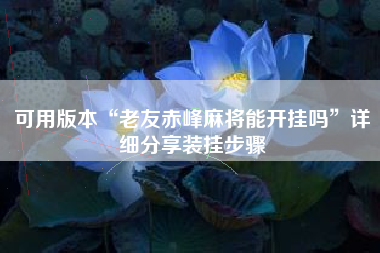 可用版本“老友赤峰麻将能开挂吗”详细分享装挂步骤