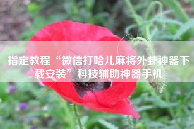 指定教程“微信打哈儿麻将外卦神器下载安装”科技辅助神器手机