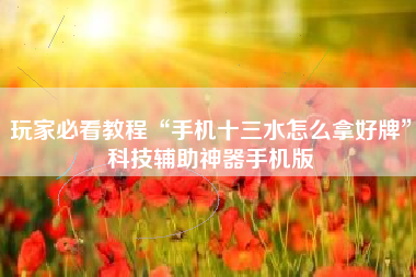 玩家必看教程“手机十三水怎么拿好牌”科技辅助神器手机版