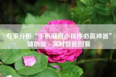专家分析“手机麻将小程序必赢神器”辅助器 - 实时智能回复