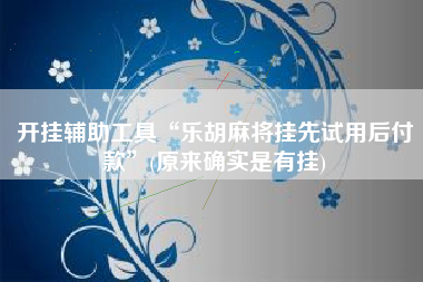 开挂辅助工具“乐胡麻将挂先试用后付款”(原来确实是有挂)