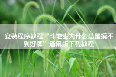 安装程序教程“斗地主为什么总是摸不到好牌”通用版下载教程