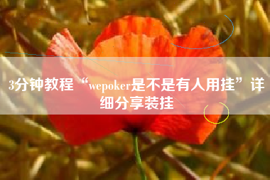 3分钟教程“wepoker是不是有人用挂”详细分享装挂