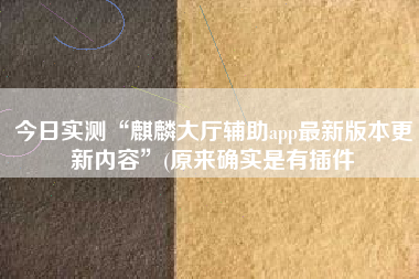 今日实测“麒麟大厅辅助app最新版本更新内容	”(原来确实是有插件