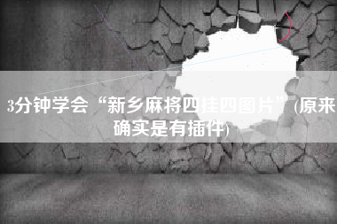 3分钟学会“新乡麻将四挂四图片	”(原来确实是有插件)