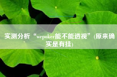 实测分析“wepoker能不能透视	”(原来确实是有挂)