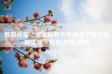 教程分享“微乐麻将外卦神器下载安装微信号”开挂(透视)辅助