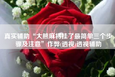 真实辅助“大熊麻将挂了最简单三个步骤及注意”作弊(透视)透视辅助