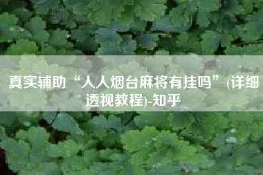 真实辅助“人人烟台麻将有挂吗	”(详细透视教程)-知乎