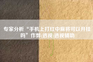 专家分析“手机上打红中麻将可以开挂吗”作弊(透视)透视辅助