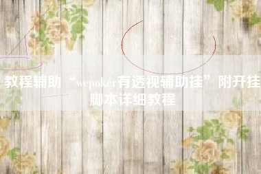 教程辅助“wepoker有透视辅助挂”附开挂脚本详细教程