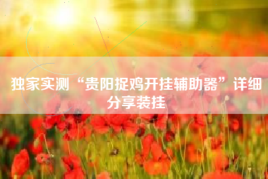 独家实测“贵阳捉鸡开挂辅助器	”详细分享装挂