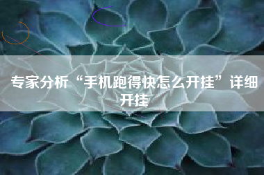 专家分析“手机跑得快怎么开挂	”详细开挂