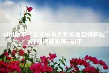 可用版本“雀神麻将外卦神器安装教程”(详细透视教程)-知乎