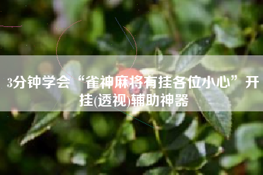 3分钟学会“雀神麻将有挂各位小心	”开挂(透视)辅助神器