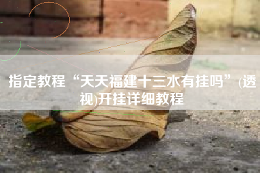 指定教程“天天福建十三水有挂吗”(透视)开挂详细教程