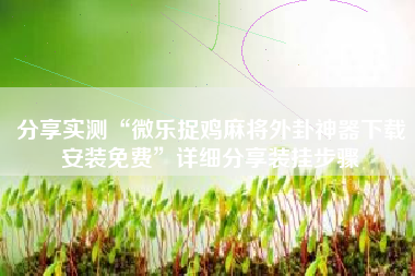 分享实测“微乐捉鸡麻将外卦神器下载安装免费”详细分享装挂步骤