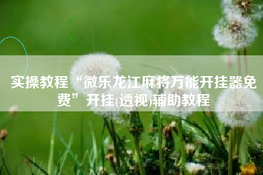 实操教程“微乐龙江麻将万能开挂器免费”开挂(透视)辅助教程