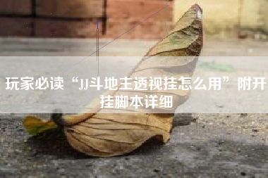 玩家必读“JJ斗地主透视挂怎么用	”附开挂脚本详细