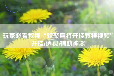 玩家必看教程“欢聚麻将开挂教程视频”开挂(透视)辅助神器