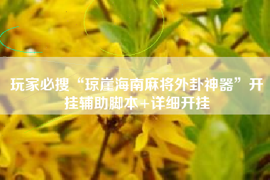 玩家必搜“琼崖海南麻将外卦神器”开挂辅助脚本+详细开挂