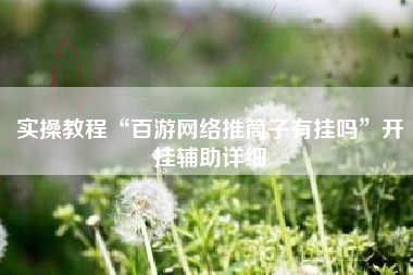 实操教程“百游网络推筒子有挂吗”开挂辅助详细