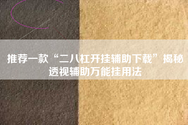 推荐一款“二八杠开挂辅助下载”揭秘透视辅助万能挂用法