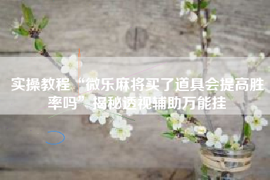 实操教程“微乐麻将买了道具会提高胜率吗”揭秘透视辅助万能挂