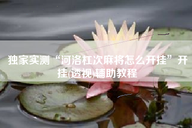 独家实测“河洛杠次麻将怎么开挂”开挂(透视)辅助教程