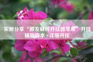 实测分享“微友麻将开挂器苹果	”开挂辅助脚本+详细开挂