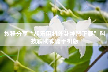 教程分享“胡乐麻将外卦神器下载”科技辅助神器手机版