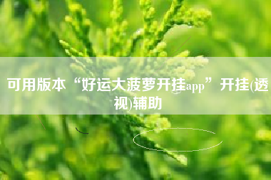 可用版本“好运大菠萝开挂app	”开挂(透视)辅助