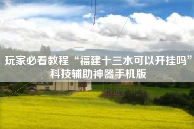玩家必看教程“福建十三水可以开挂吗”科技辅助神器手机版