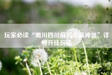 玩家必读“蜀川四川麻将必赢神器	”详细开挂玩法