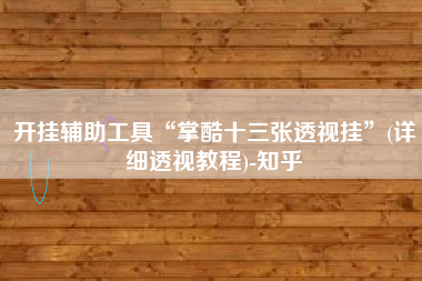 开挂辅助工具“掌酷十三张透视挂”(详细透视教程)-知乎