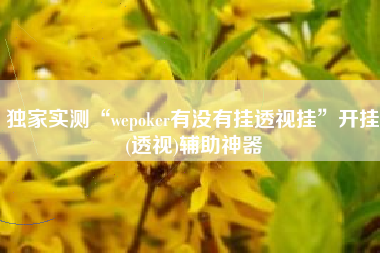 独家实测“wepoker有没有挂透视挂	”开挂(透视)辅助神器