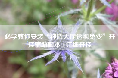 必学教你安装“神盾大厅透视免费	”开挂辅助脚本+详细开挂