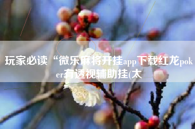 玩家必读“微乐麻将开挂app下载红龙poker有透视辅助挂(太